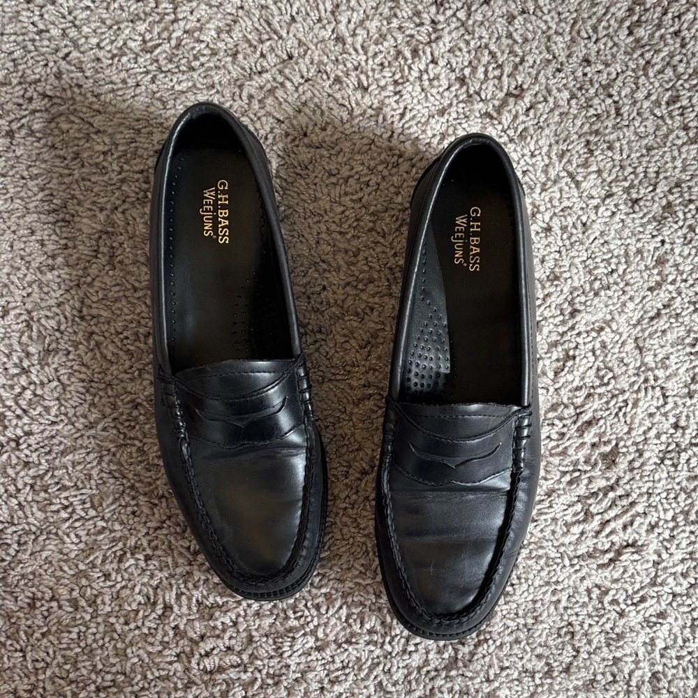 G.H. Bass & Co. Black Leather Penny Loafers